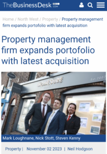 Homesure Property in the press - a screenshot of a headline from The Business Desk