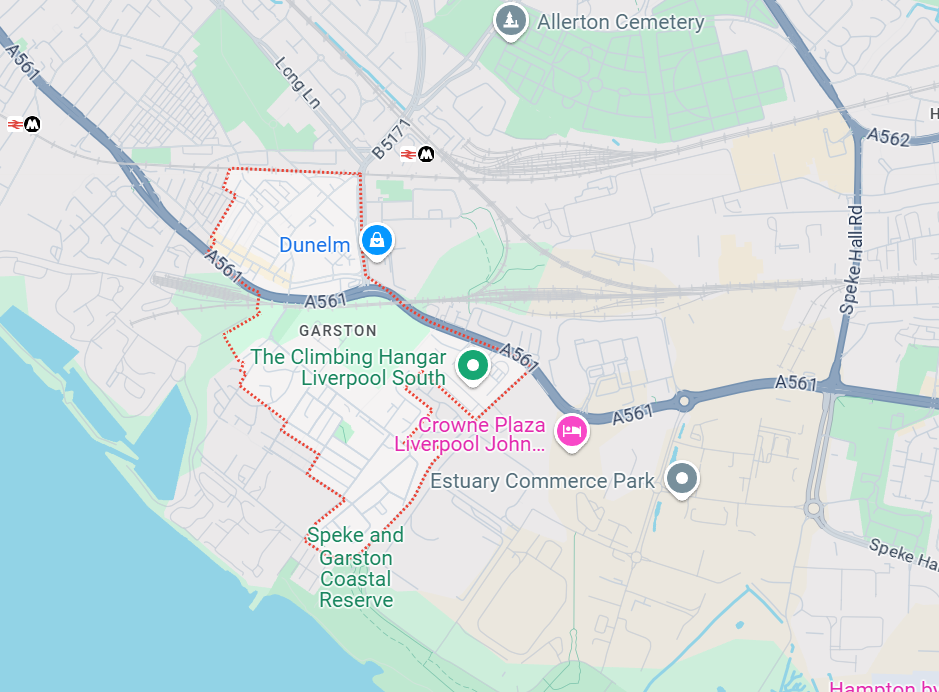 Map of Garston, Liverpool